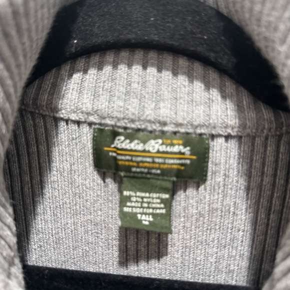 Eddie Bauer Gray Ribbed Full Zip Sweater (Tall M) - Picture 2 of 7